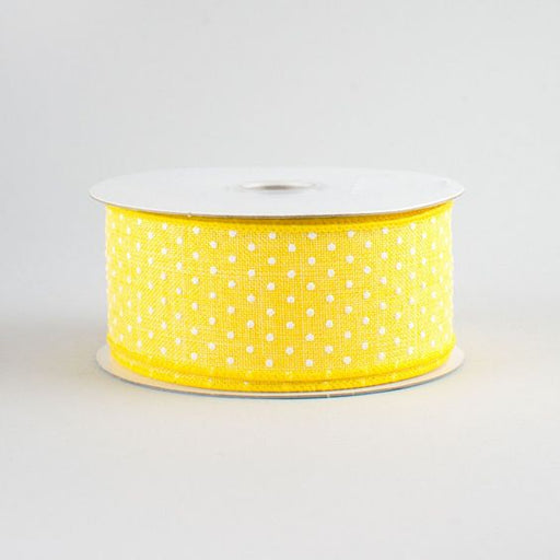 1.5" Swiss Dots Ribbon: Yellow & White (10 Yards)