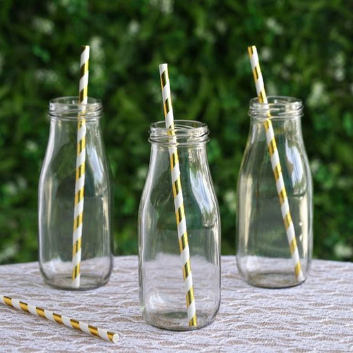 12 Pack 11 Oz Clear Glass Favor Milk Bottles With Lids