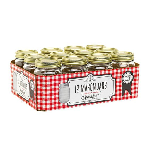 WORKING URL Glass Pint Mason 12-Jar Set