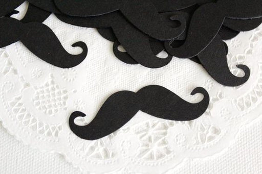 50 Black Mustache Die Cuts Punches Cardstock 2 1/4 inch