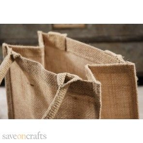 6 Burlap Tote Favor Bags with Handles 11 x 9