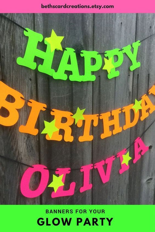 Black light party HAPPY BIRTHDAY banner