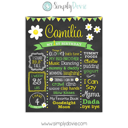 Daisy Birthday Chalkboard Sign