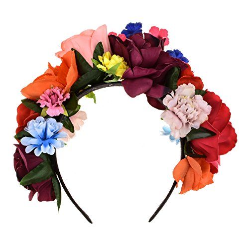 DreamLily Frida Kahlo Mexican Flower Crown Headband Party Costume