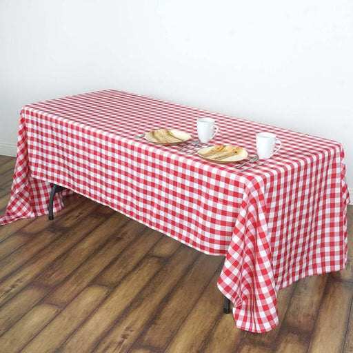 WORKING URL Red and White Checkered Fabric Tablecloth