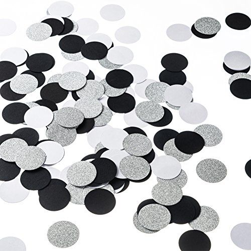 Glitter Paper Circle Dots Confetti Black and White