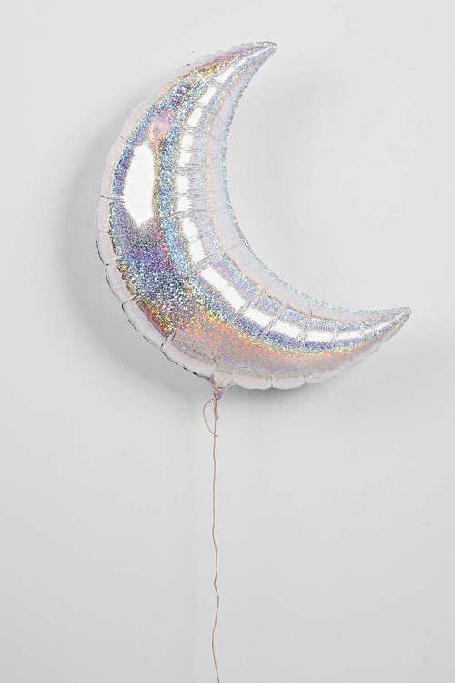 Holographic Moon Balloon Mylar Crescent Moon Jumbo Foil Balloon