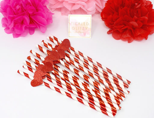 WORKING URL Heart Straws-Red Glitter Heart