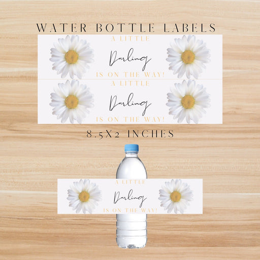 WORKING URL digital printable daisy baby shower water bottle labels