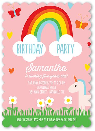 Meadow Rainbow Birthday Invitation