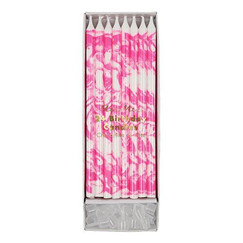 Meri Meri Neon Pink Marbled Candles