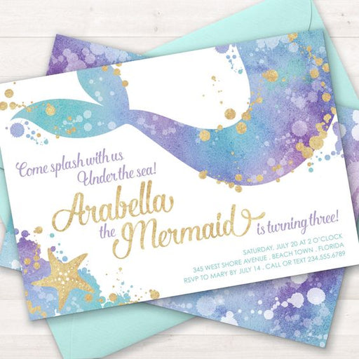 Mermaid Party Invite Under The Sea Party Invitation