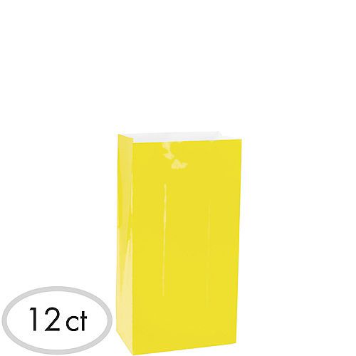 Mini Sunshine Yellow Paper Treat Bags 12ct