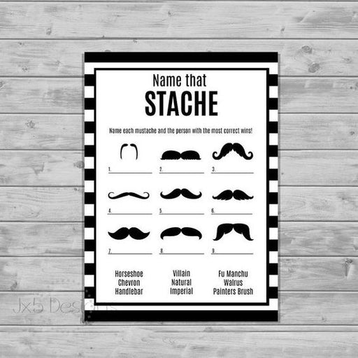 Name That Stache Baby Shower Game- Printable Mustache