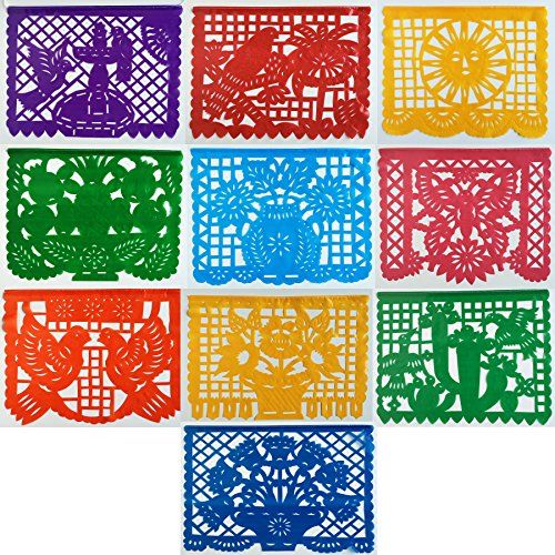 OPP PLASTIC Mexican Papel Picado Banner (15 Feet Long) Designs