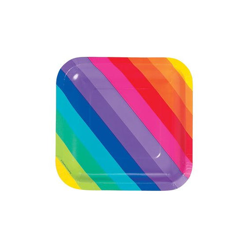 Rainbow Square Paper Dessert Plates