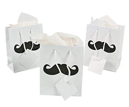 Small Mustache Party Gift Bags 12 Pieces