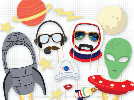 Space Rocket Photo Booth Props Moon, Alien