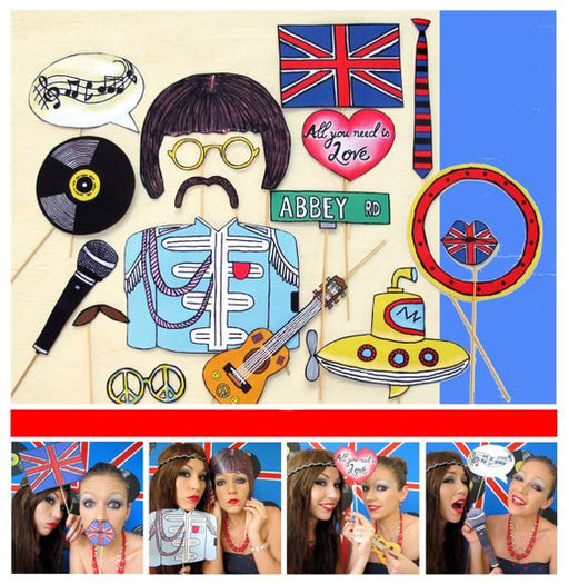 The Beatles inspired music photo booth props