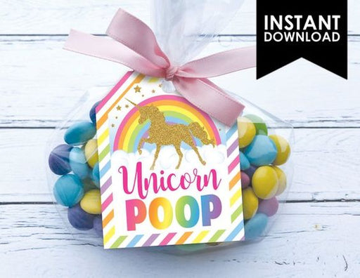 Unicorn Poop Printable Party Thank You Favor Treat Tag