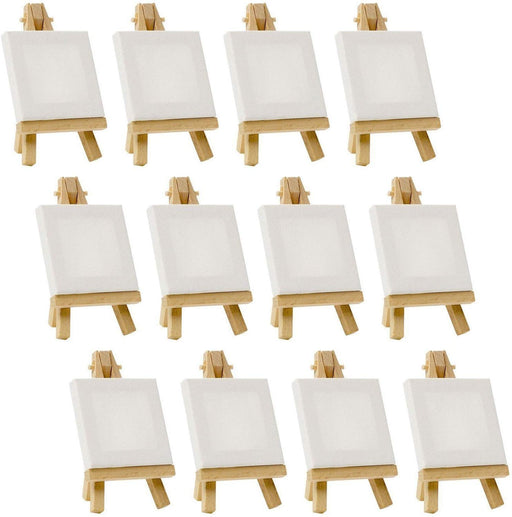 US Art Supply Artists 3"x3" Mini Canvas & 5" Mini Easel Set Painting Craft Drawing