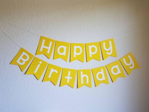Yellow and White Happy Birthday Banner