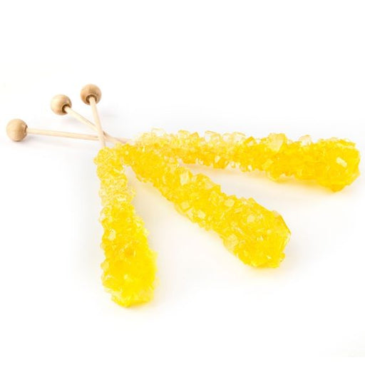 Yellow Unwrapped Rock Candy Crystal Sticks - Lemon